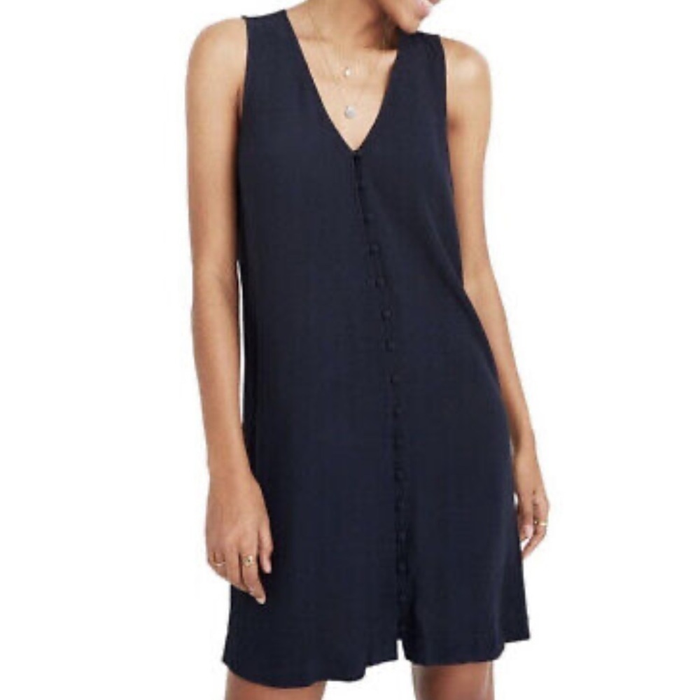 Madewell Women's Black Dress Button Front V-Neck